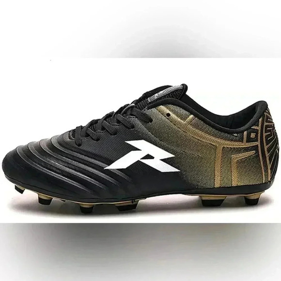 Runic Soccer Futbol Cleats Size 1.5 Youth Black Gold Unisex Low Top Lace Up - Picture 2 of 12